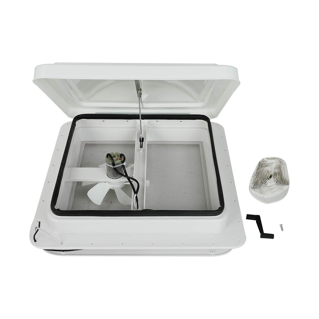 14" RV Roof Vent with 12V Fan White Lid T666222