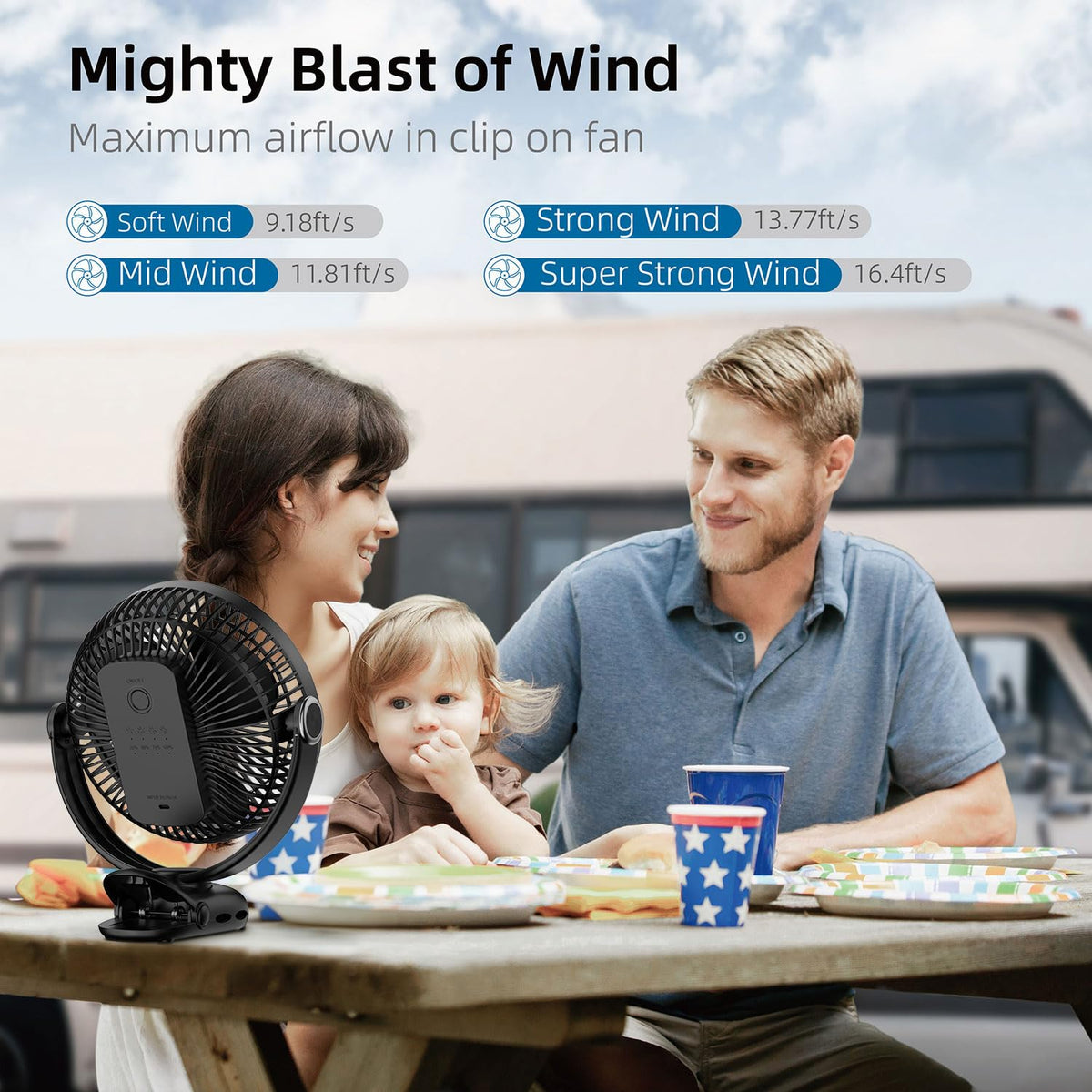10000mAh 8-Inch Rechargeable Clip on Fan D7854