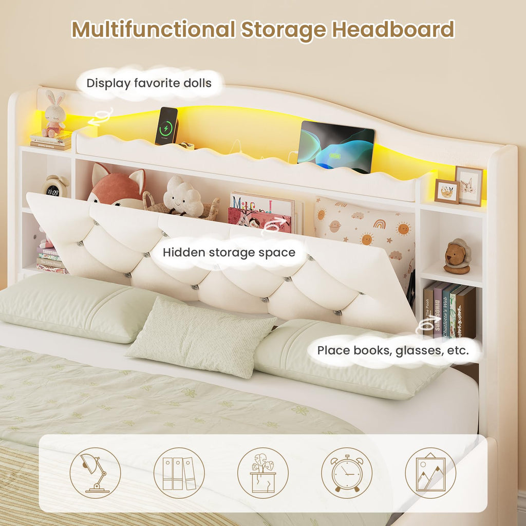 Full Size Velvet Upholstered Platform Bed with 4 Storage Drawers D275396