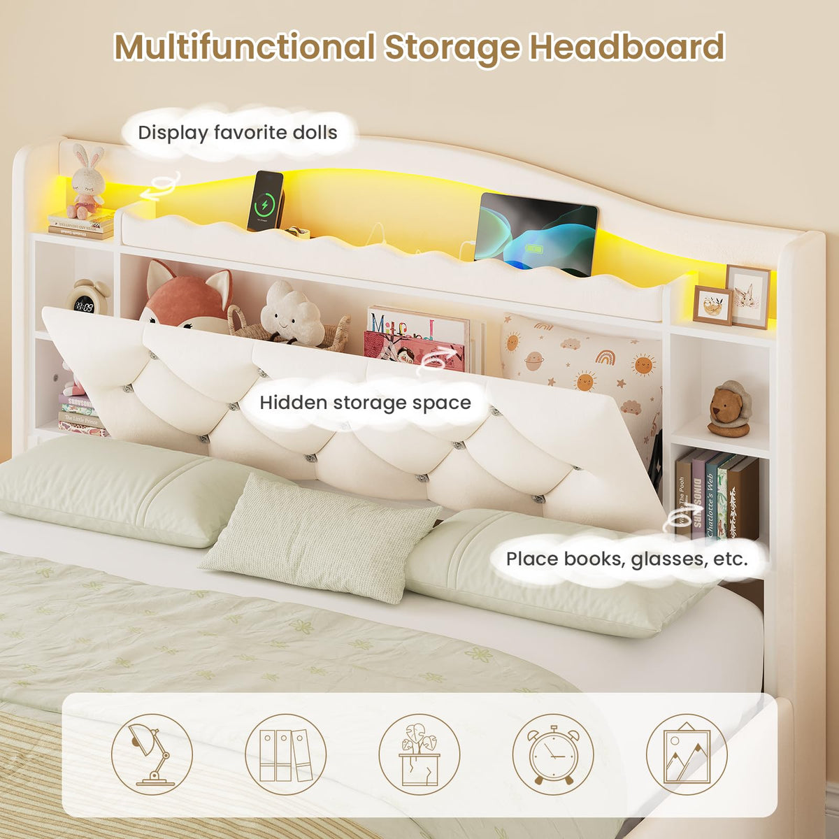 Full Size Velvet Upholstered Platform Bed with 4 Storage Drawers D275396