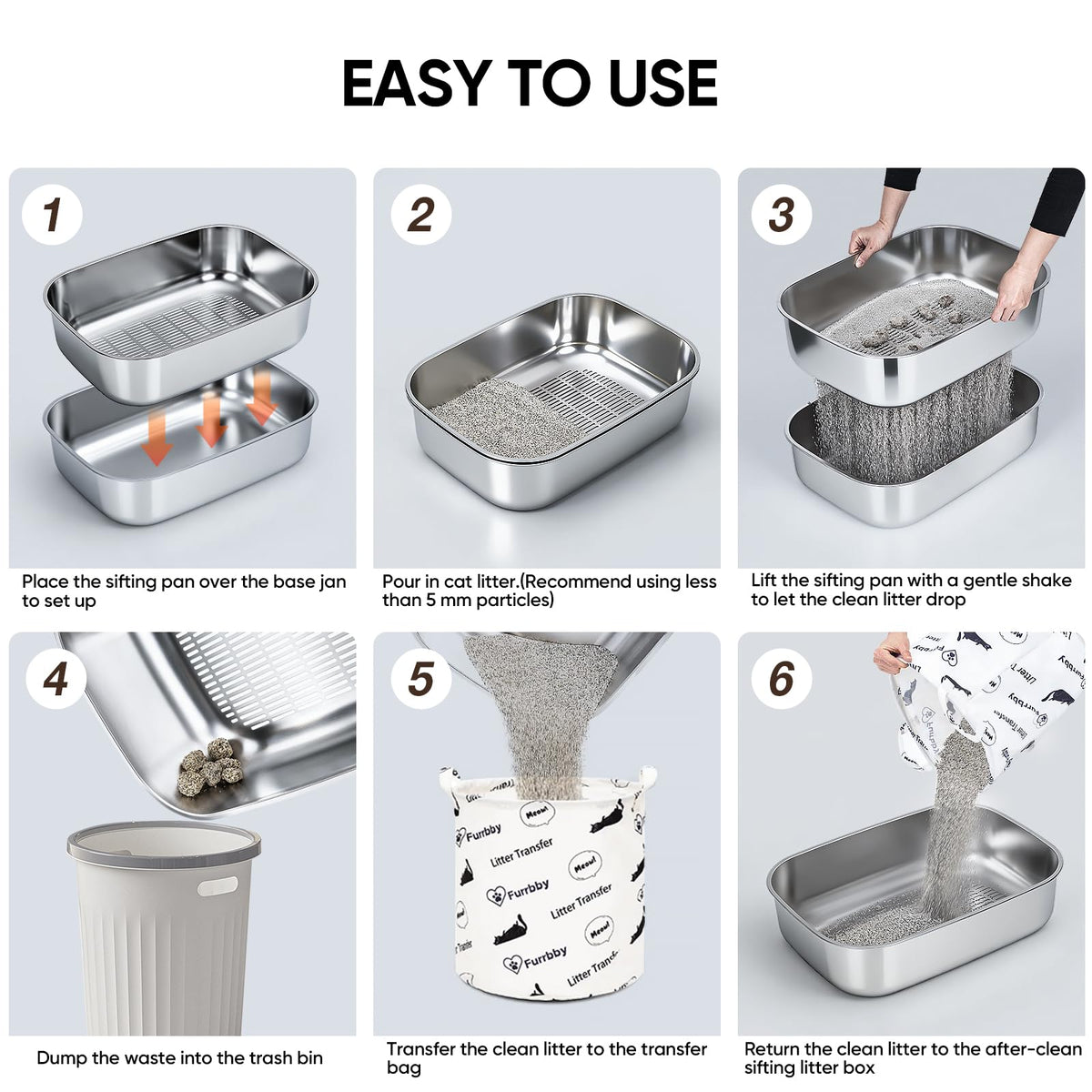 Stainless Steel Sifting Litter Box with Lid M67086