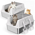 2 Pack XL Stainless Steel Litter Box with High Sides M2218