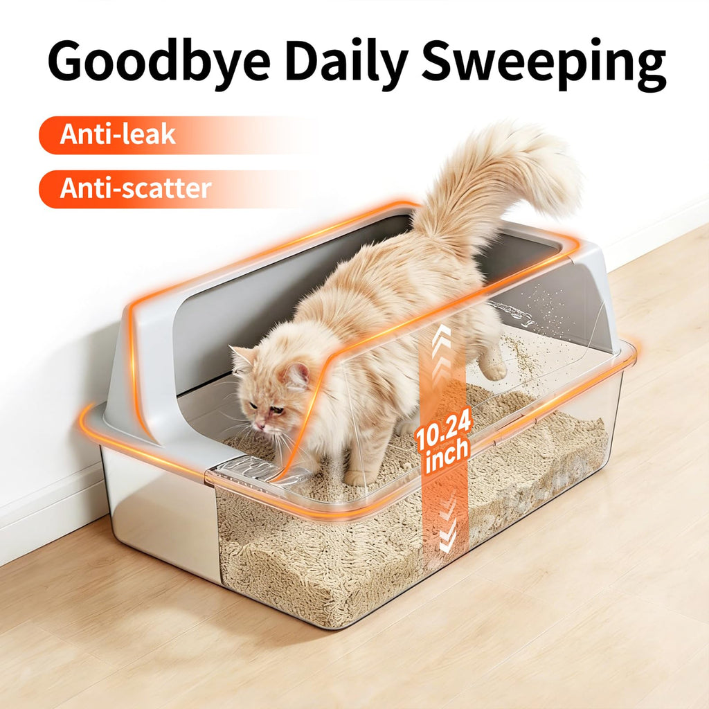 2 Pack XL Stainless Steel Litter Box with High Sides M2218
