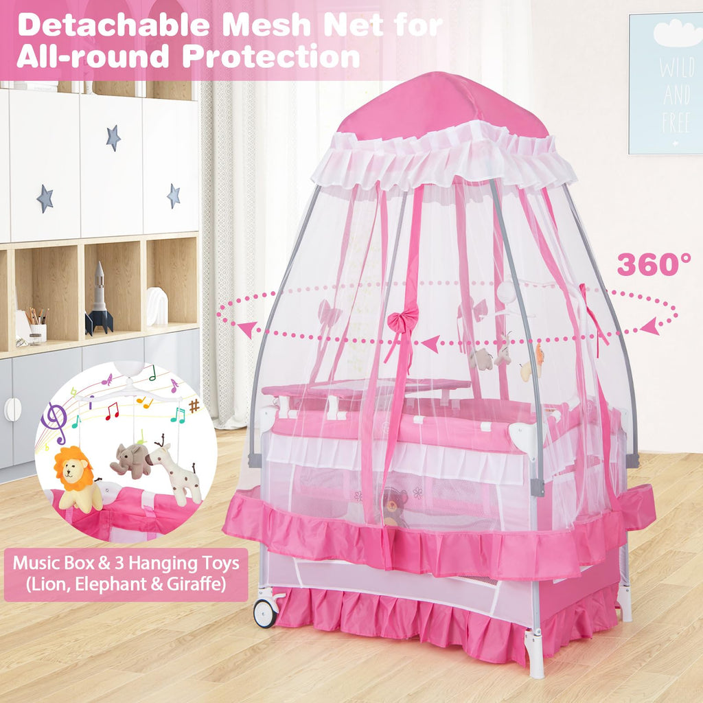 4-in-1 Baby Playard with Bassinet, Changing Table and Carry Bag Z8724