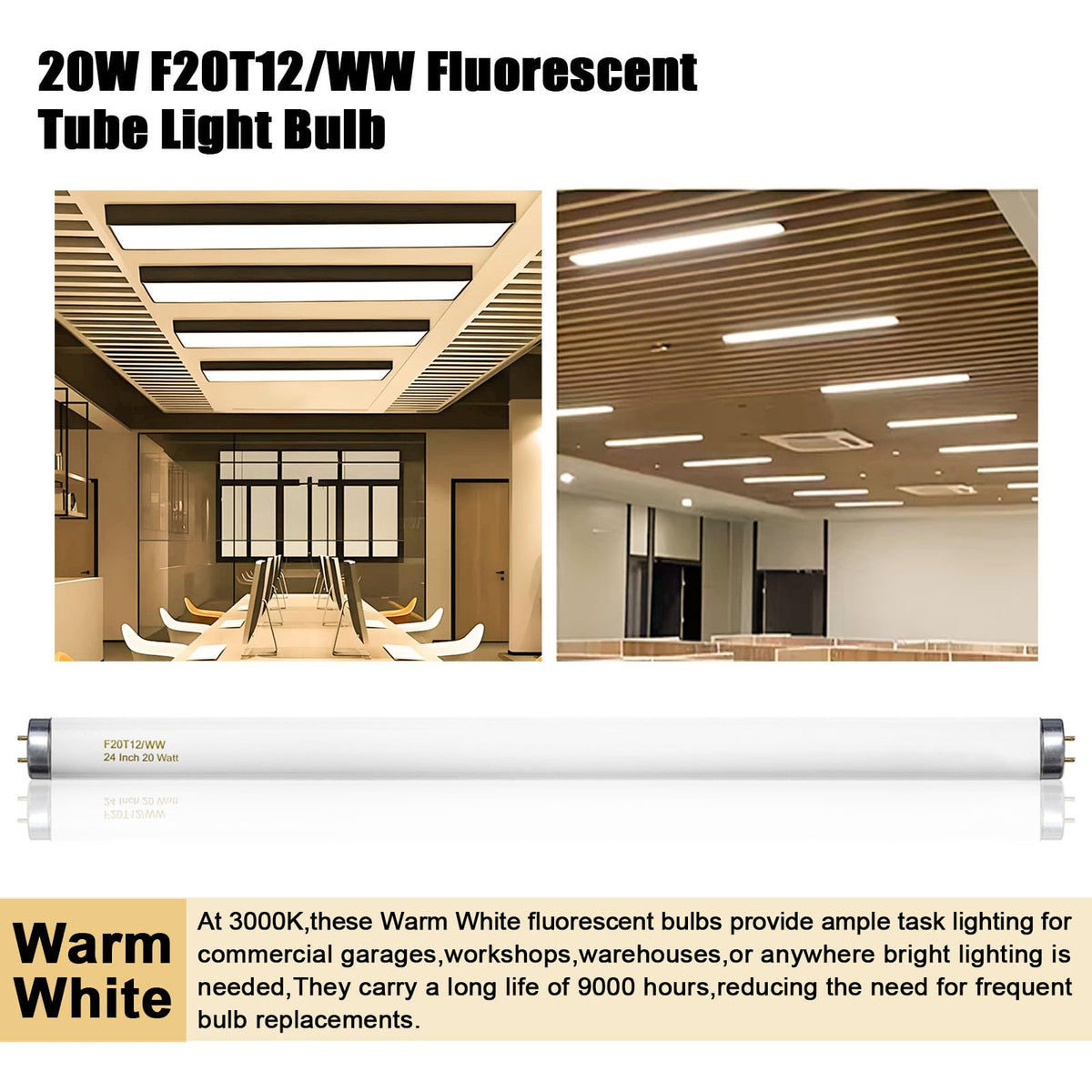 20 Watt Soft Warm White T12 Fluorescent Tube Light Bulb 24 Inch 4 Count I596916