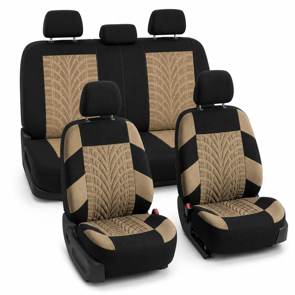 Beige Cloth Car Seat Covers Full Set G2756