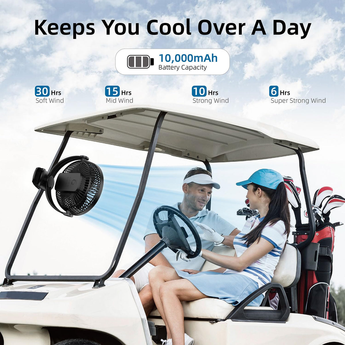 10000mAh 8-Inch Rechargeable Clip on Fan D7854