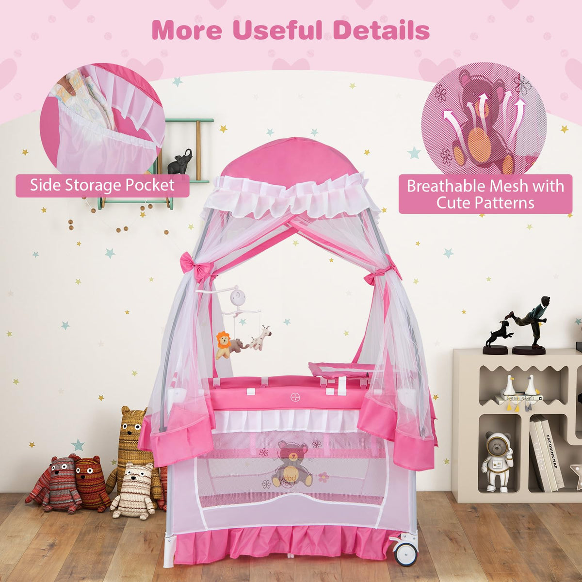 4-in-1 Baby Playard with Bassinet, Changing Table and Carry Bag Z8724