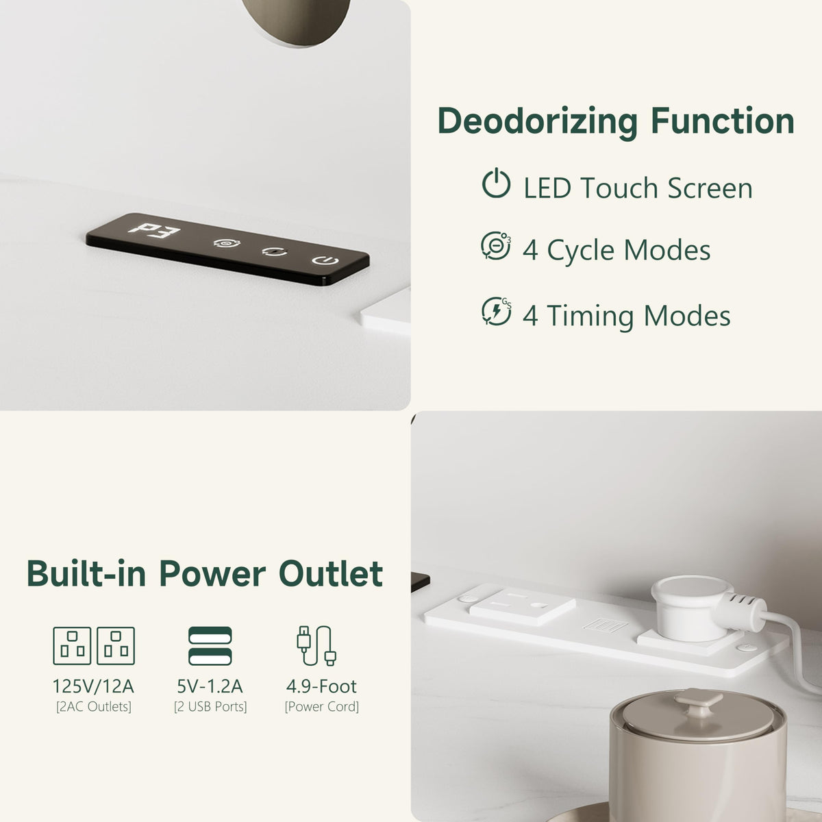 13 Gallons Double Tilt Out Trash Can Cabinet with Power Outlet, 71" Tall Kitchen Pantry Storage Cabinet, White S71058