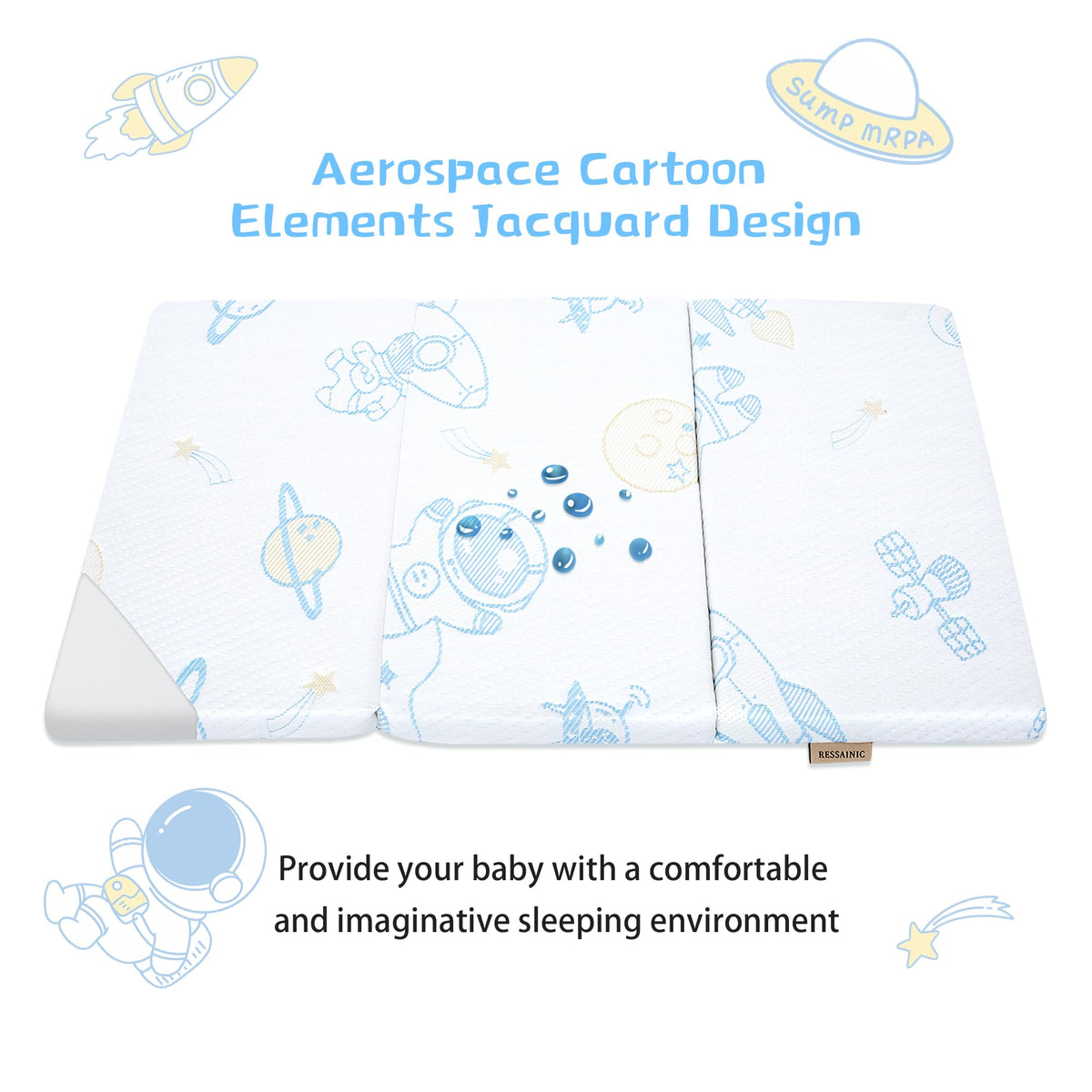 Trifold Portable Pack and Play Mattress Pad with Washable Cover A540