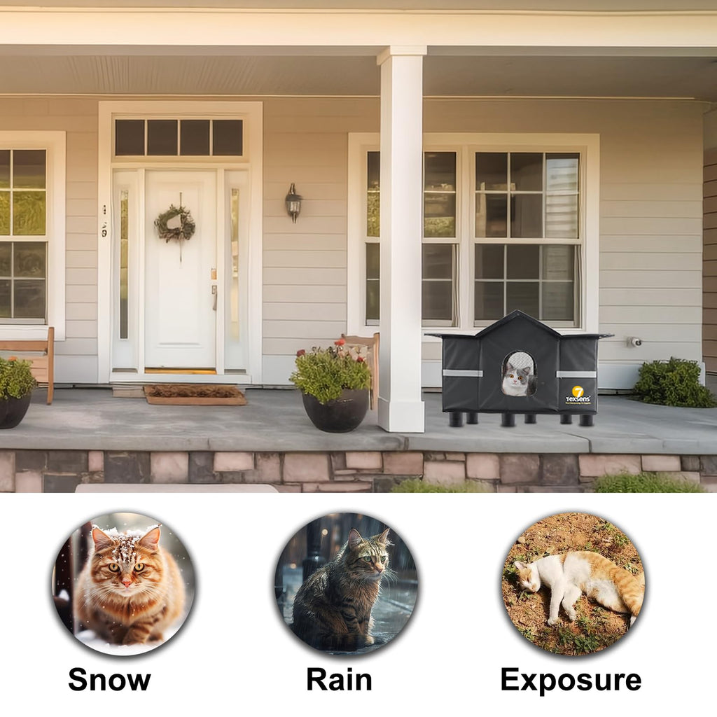 Weatherproof Large Insulated Outdoor Cat House with Roof Window E142763