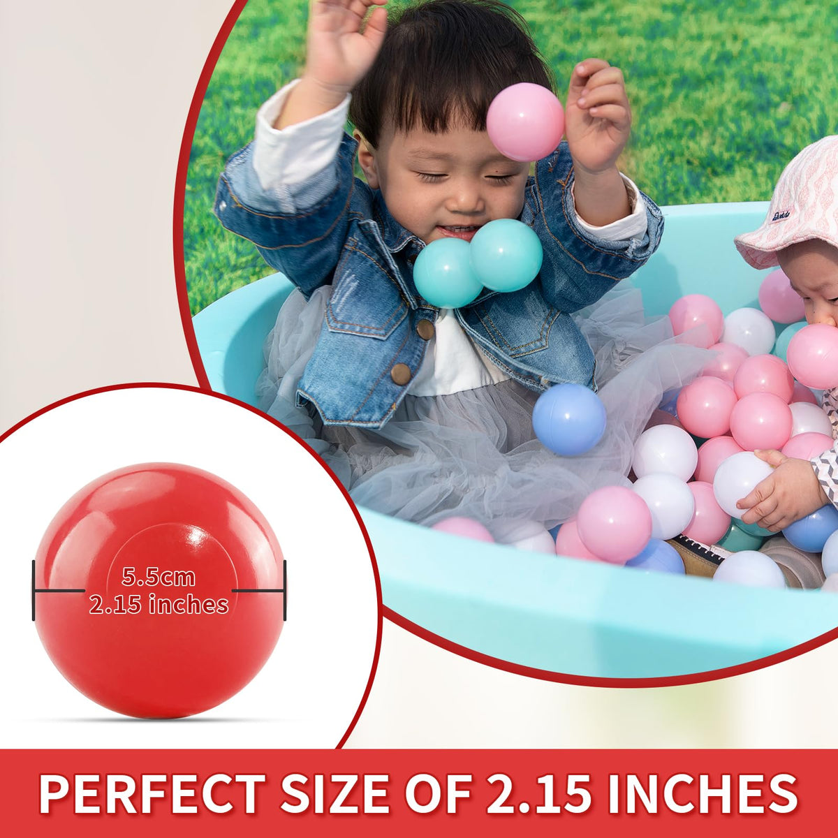 100pcs Crush Proof Plastic BPA Free Non-Toxic Play Balls P76335