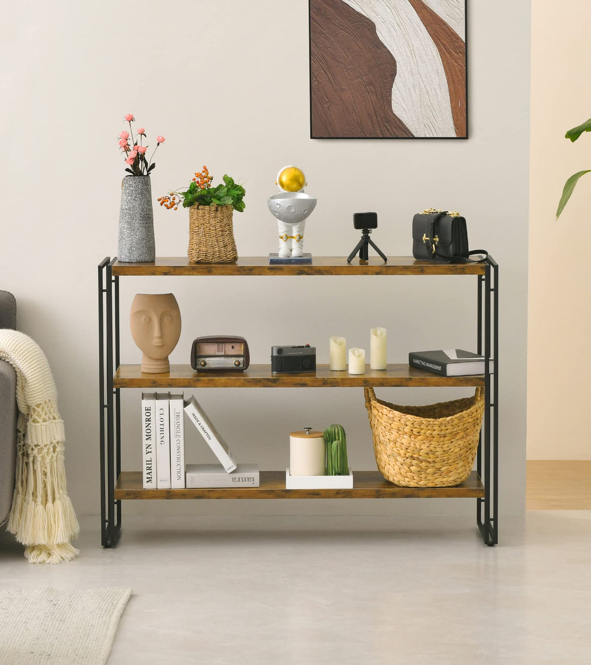 3-Tier Wood and Metal Bookshelf I293