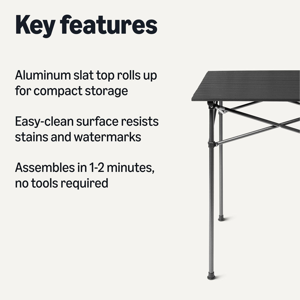 Portable Camping Table with Aluminum Roll-Up Top H77086