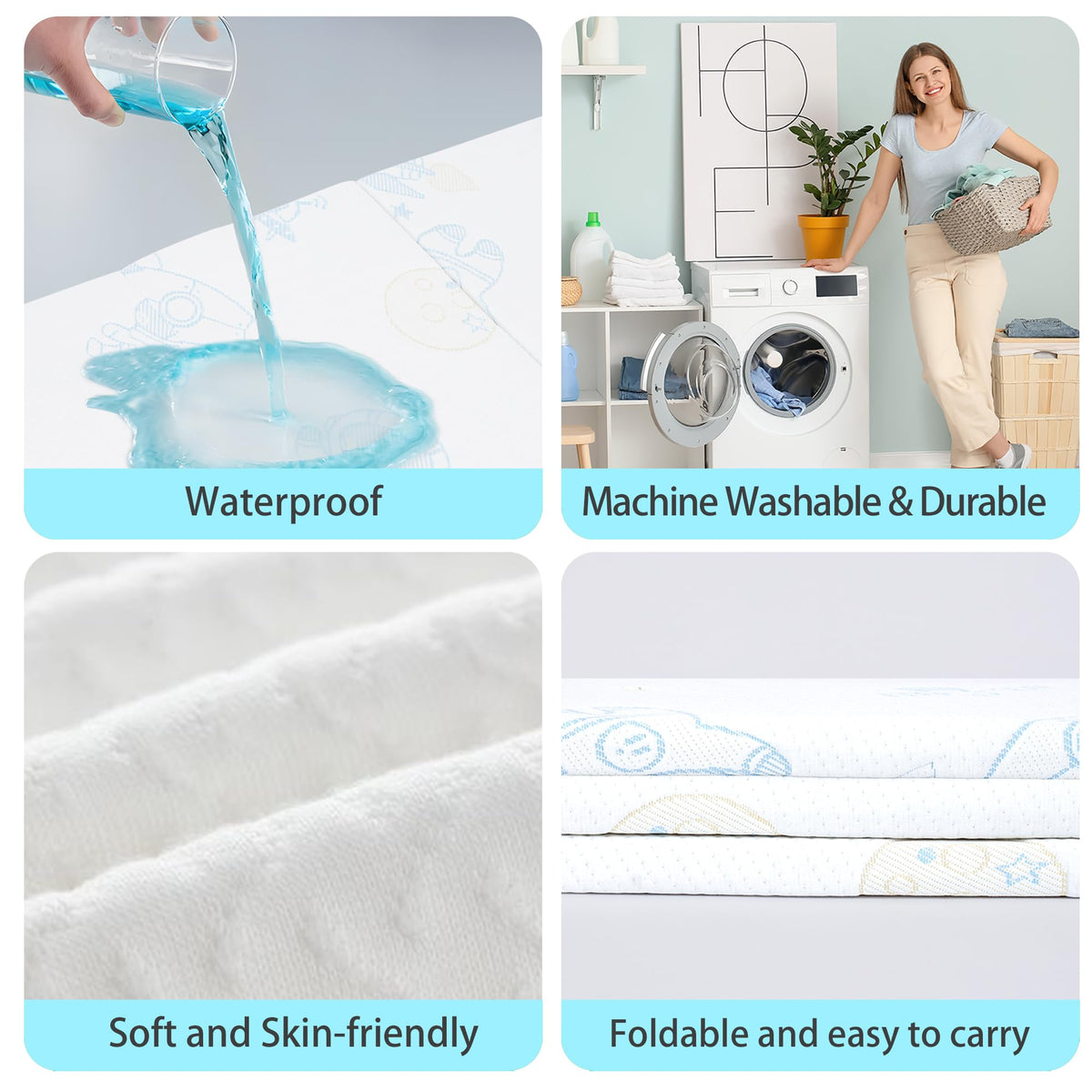 Trifold Portable Pack and Play Mattress Pad with Washable Cover A540