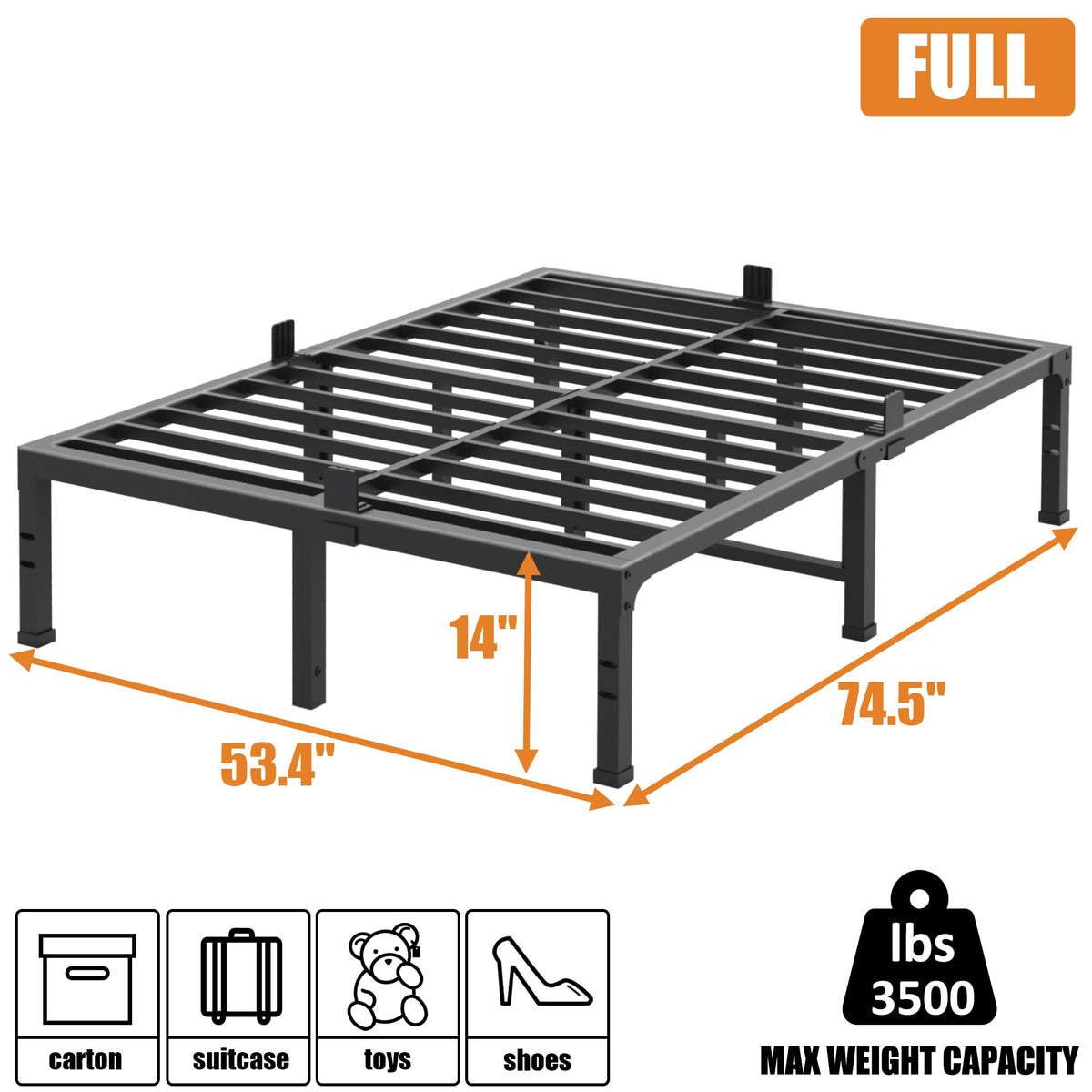 14 Inch Heavy Duty Metal Platform Bed Frame Full A721640