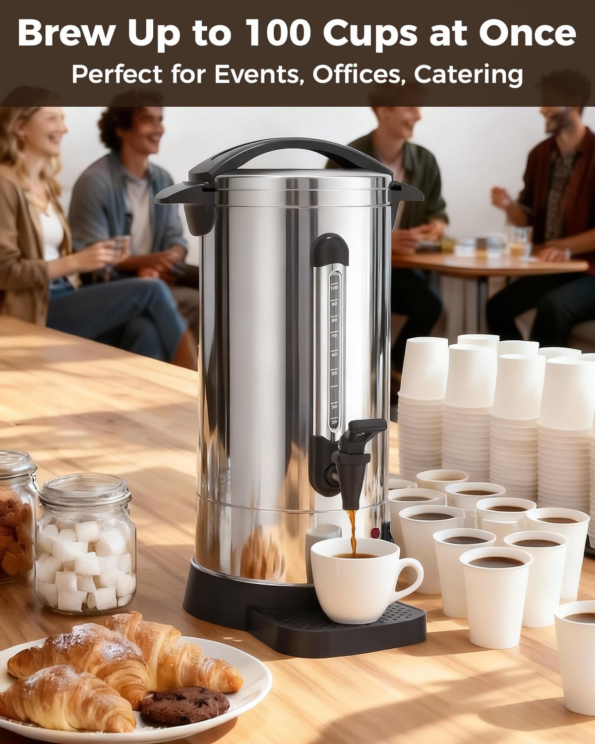 1500W 100 Cup Stainless Steel Commercial Coffee Urn X632