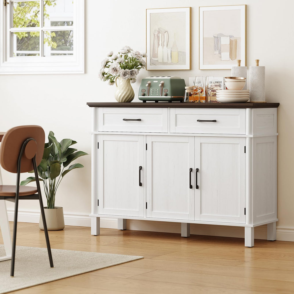48 Inch Off White Buffet Cabinet with Storage D33882