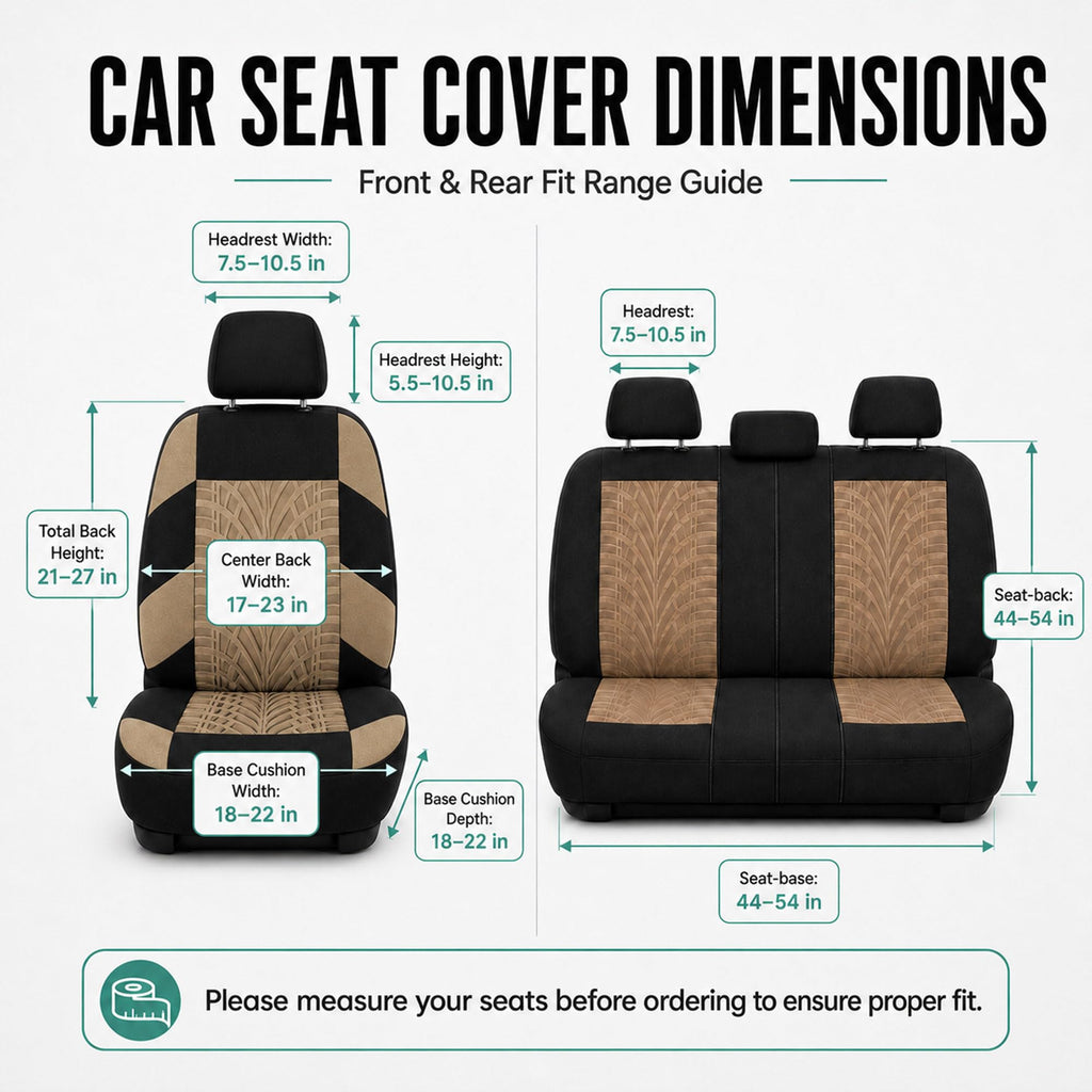 Beige Cloth Car Seat Covers Full Set G2756