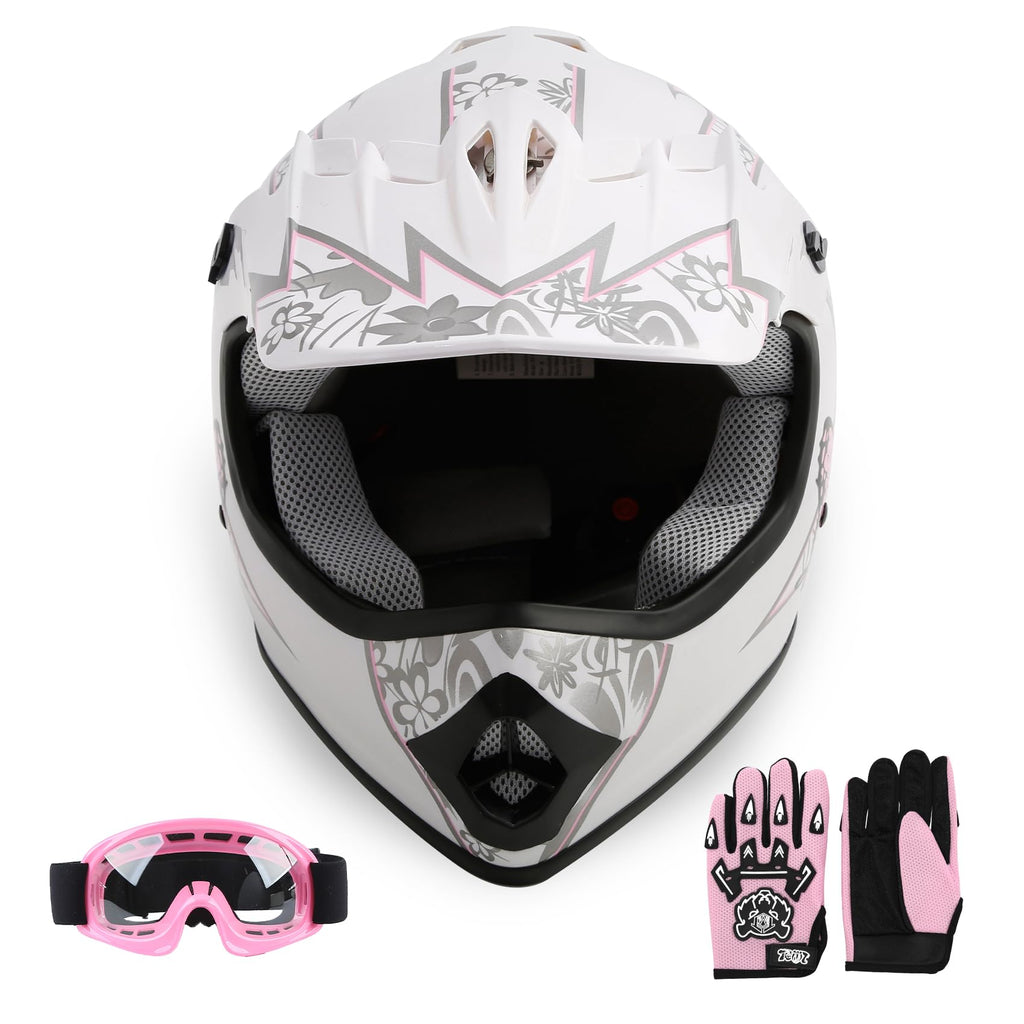 Youth Kids DOT Approved Motocross Helmet with Goggles and Gloves J1719