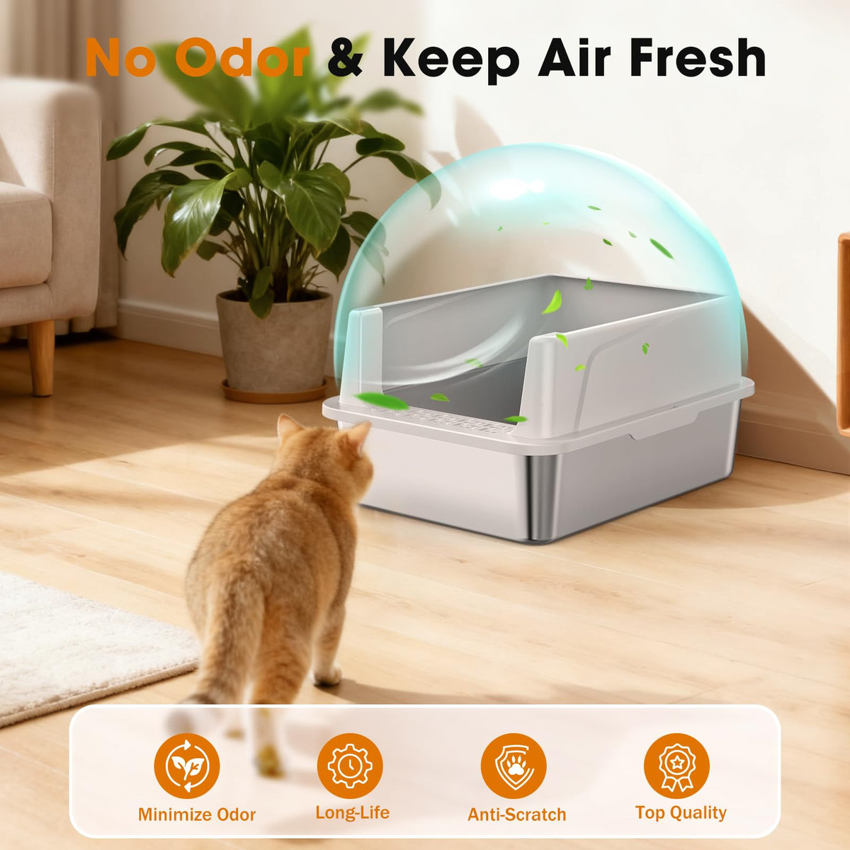 Stainless Steel Litter Box with Lid W74536