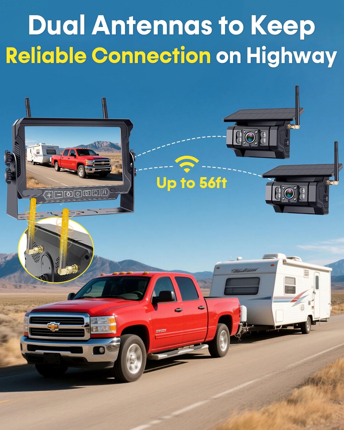 1080P Dual Magnetic Wireless Backup Camera 7" Split-Screen Z817243