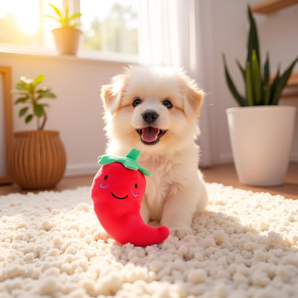 Red Squeaky Plush Dog Toys R45449