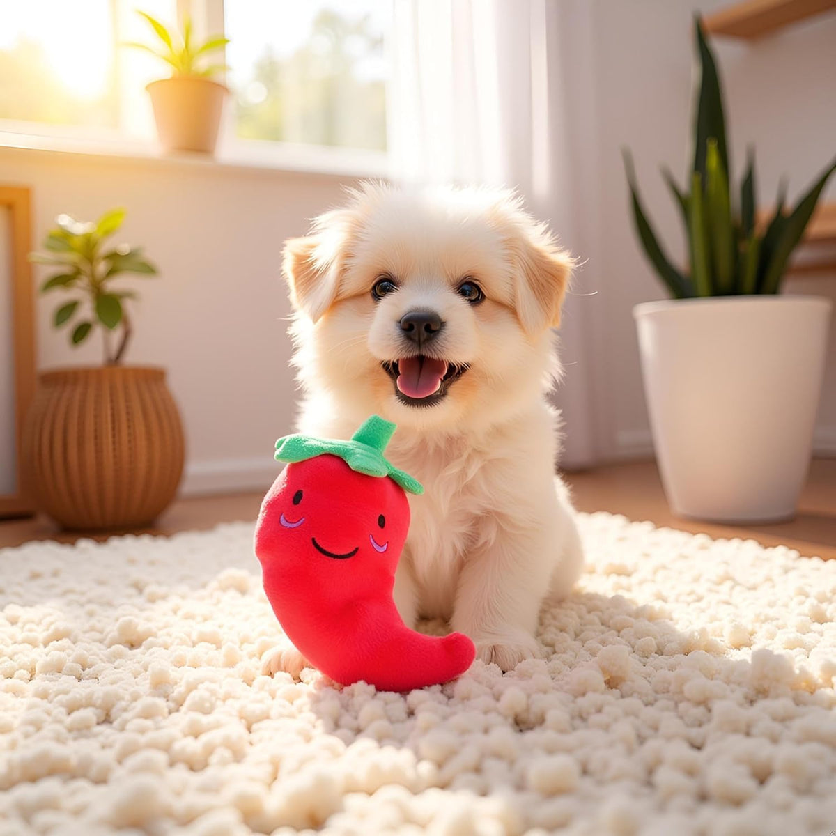 Red Squeaky Plush Dog Toys R45449