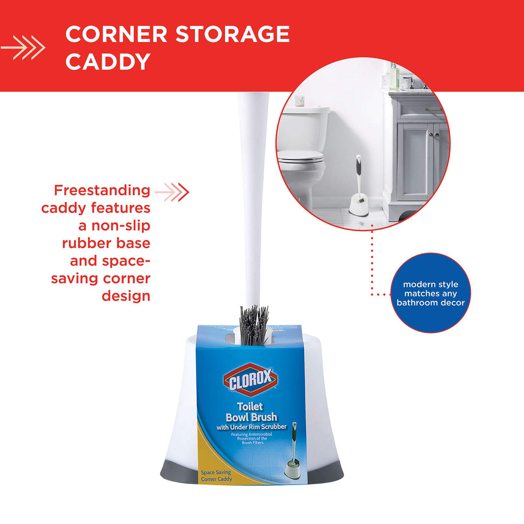 White Toilet Bowl Brush with Storage Caddy P615491
