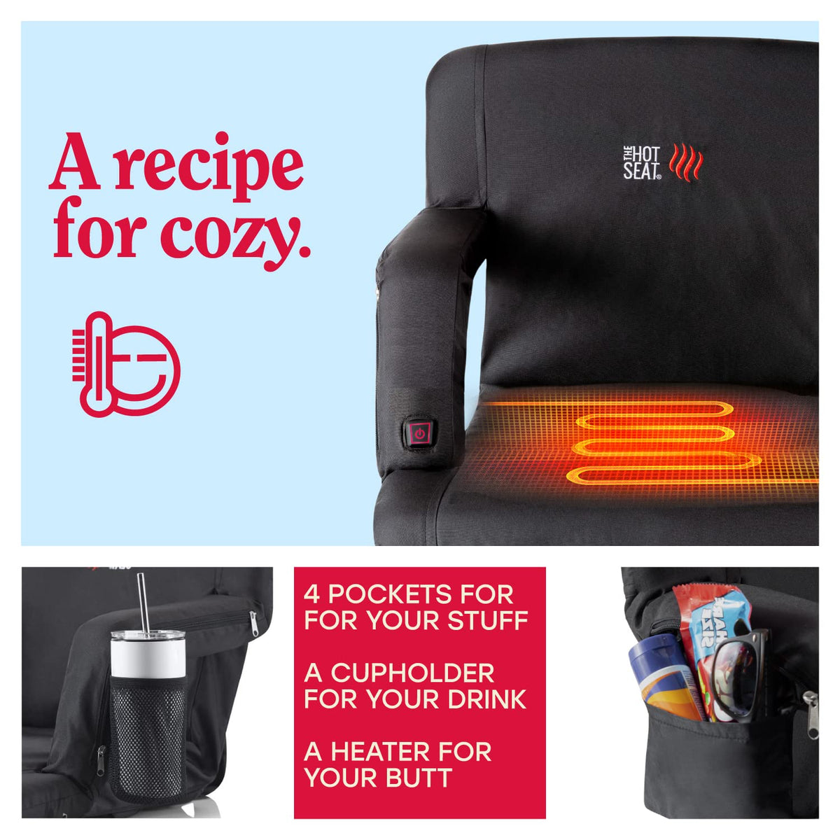 Portable Heated Stadium Seat for Bleachers D9457