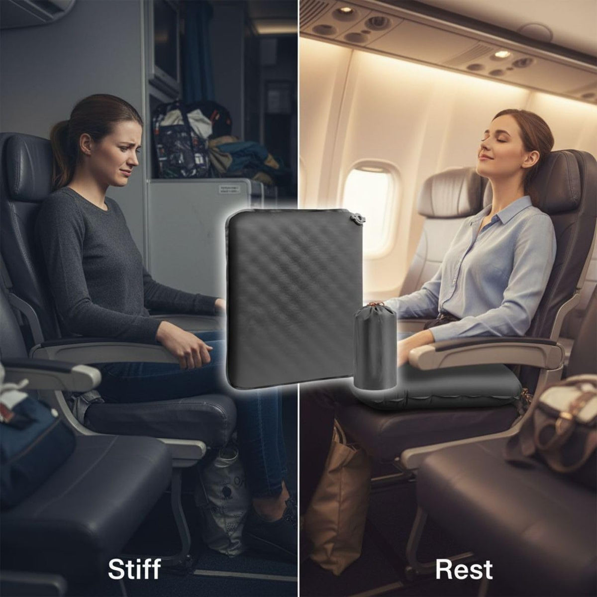 2 Pcs Inflatable Seat Cushion, Lightweight Nylon TPU, 16.9 x 13 in T102