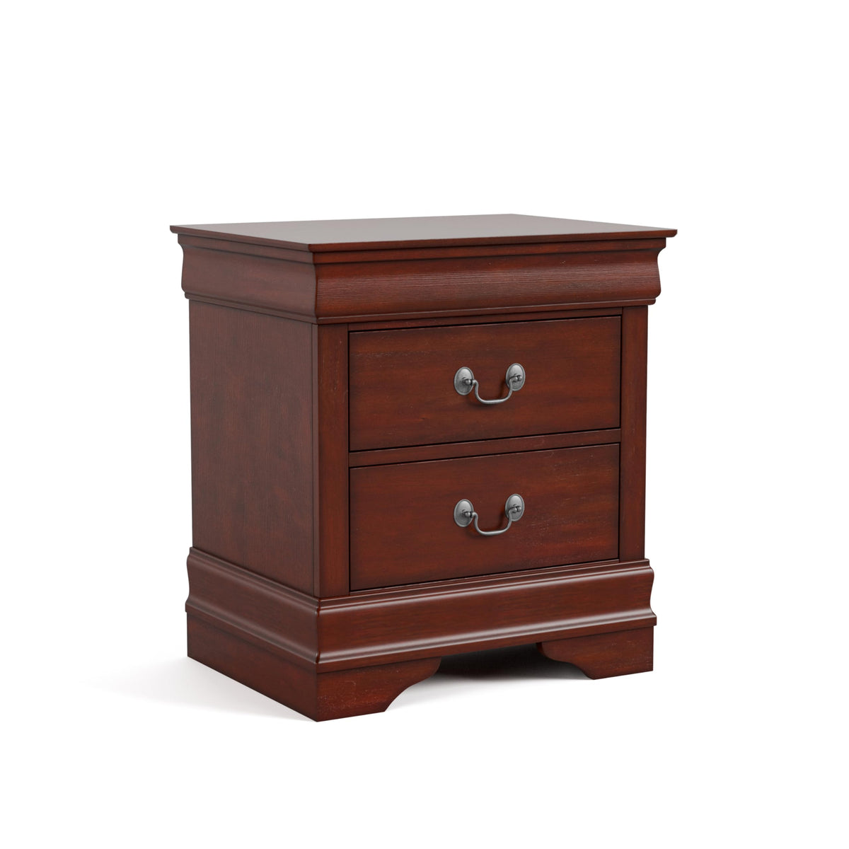 Solid Wood Nightstand with Drawers and Antique Nickle Handles B4738