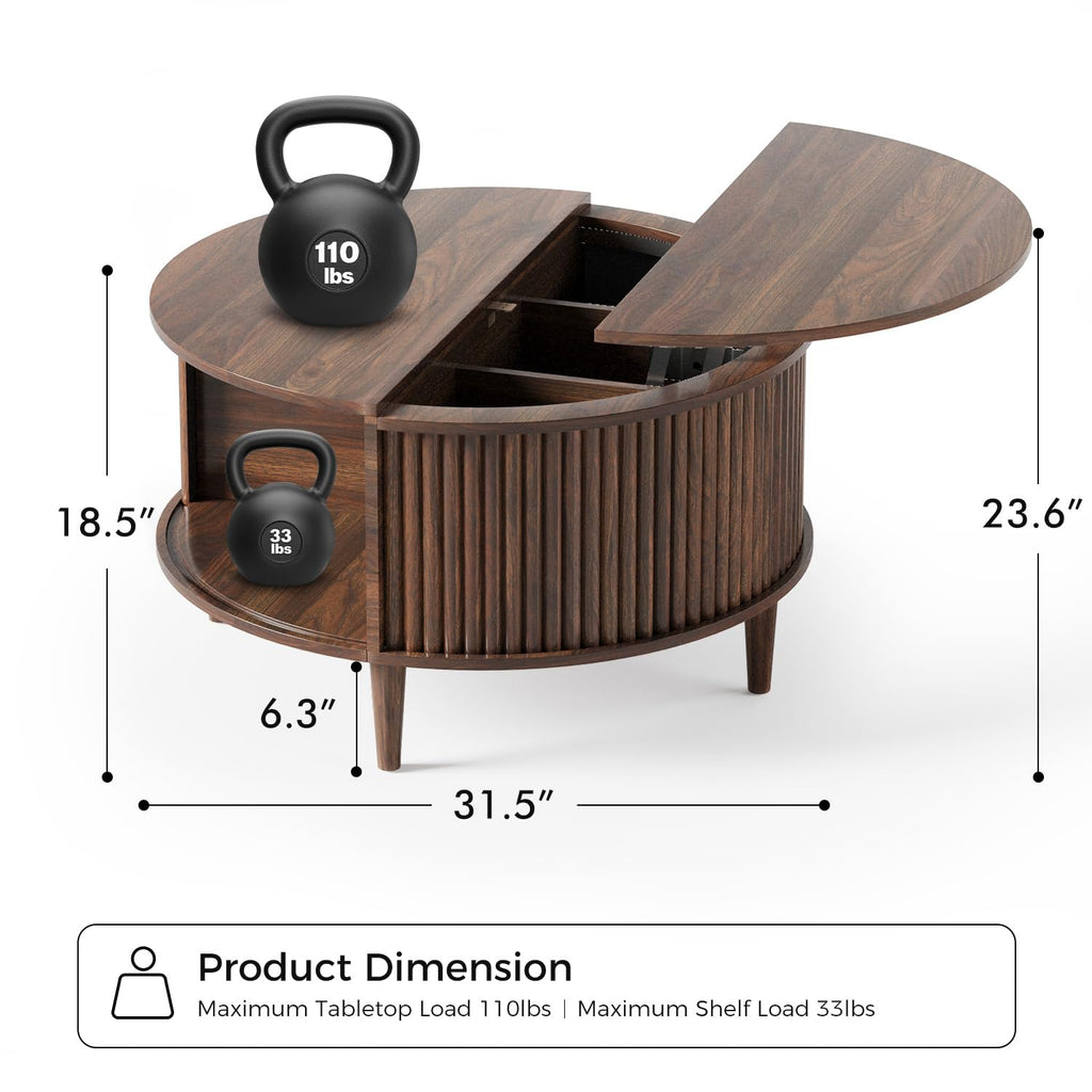 Round Lift Top Coffee Table with Storage B782647