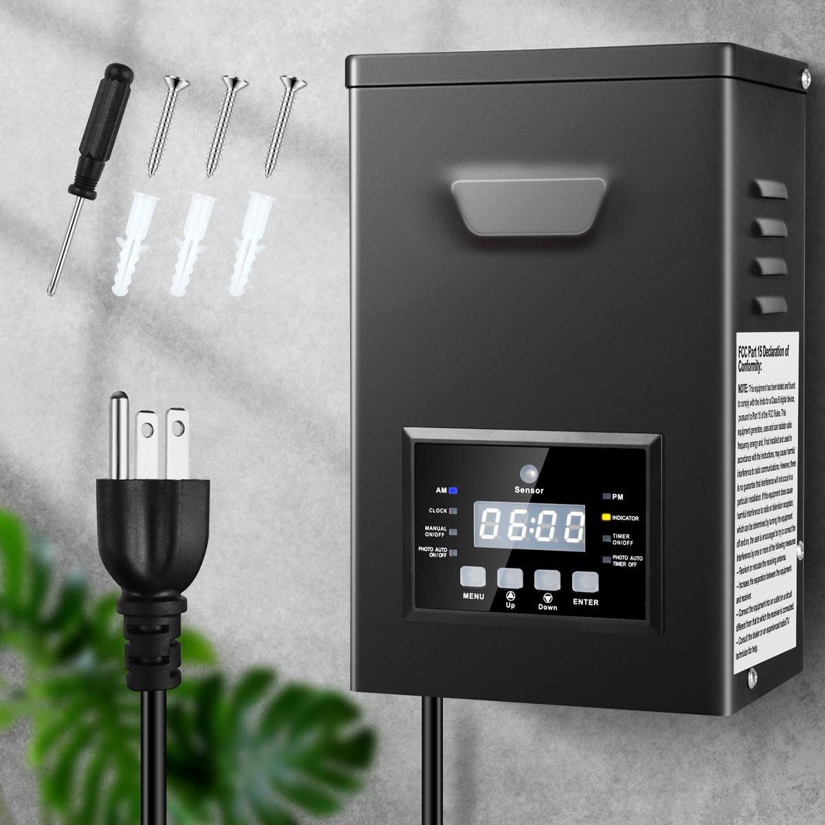 200W Low Voltage Landscape Transformer with Photocell Sensor & Timer E251