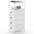 White Narrow Dresser with 4 Fabric Drawers F440870