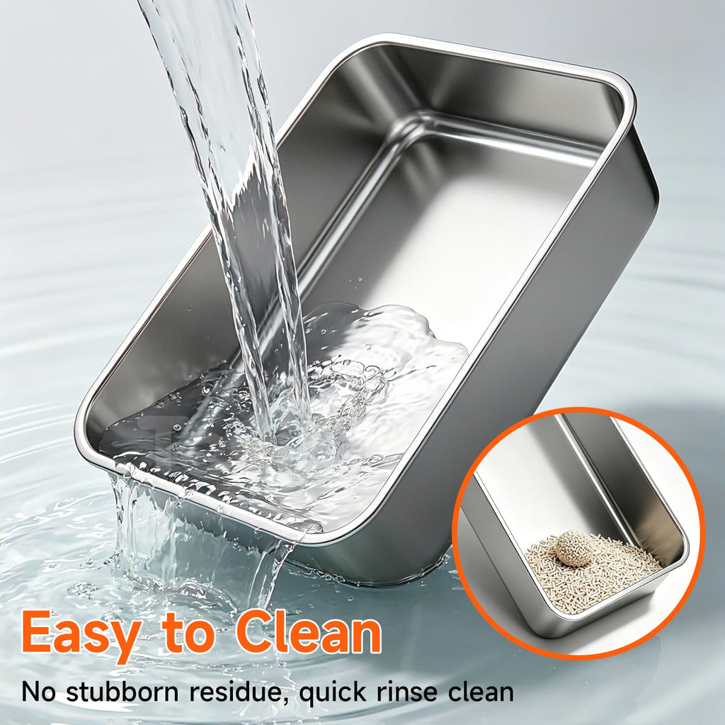 2 Pack XL Stainless Steel Litter Box with High Sides M2218