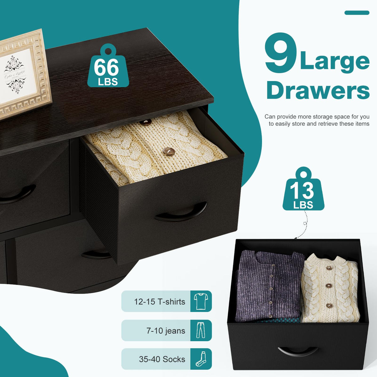 Black 9 Drawer Dresser E635451
