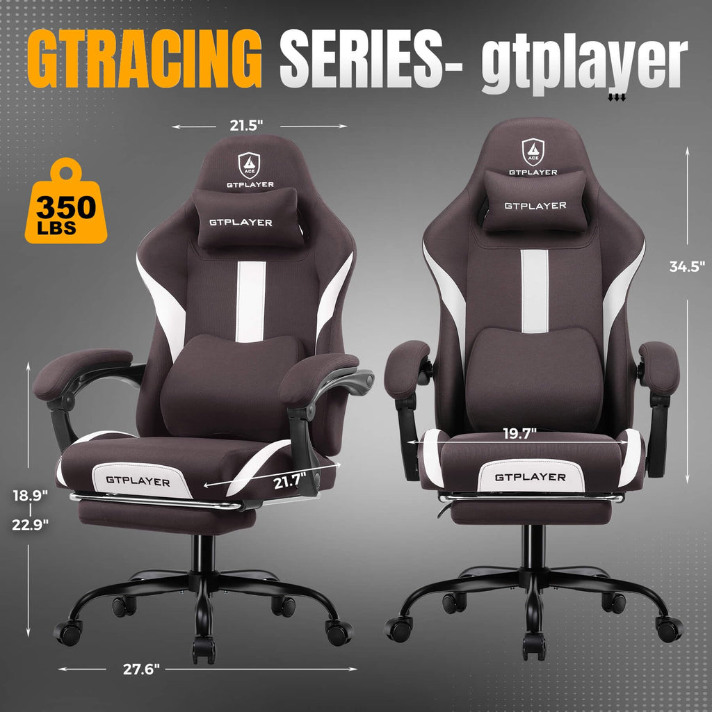 Brown Ergonomic Gaming Chair with Foot Rest Y693