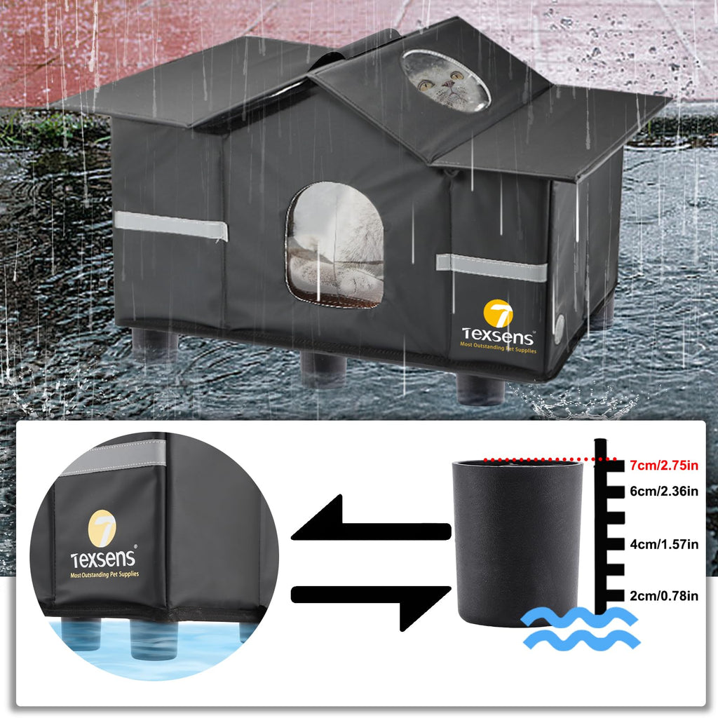 Weatherproof Large Insulated Outdoor Cat House with Roof Window E142763