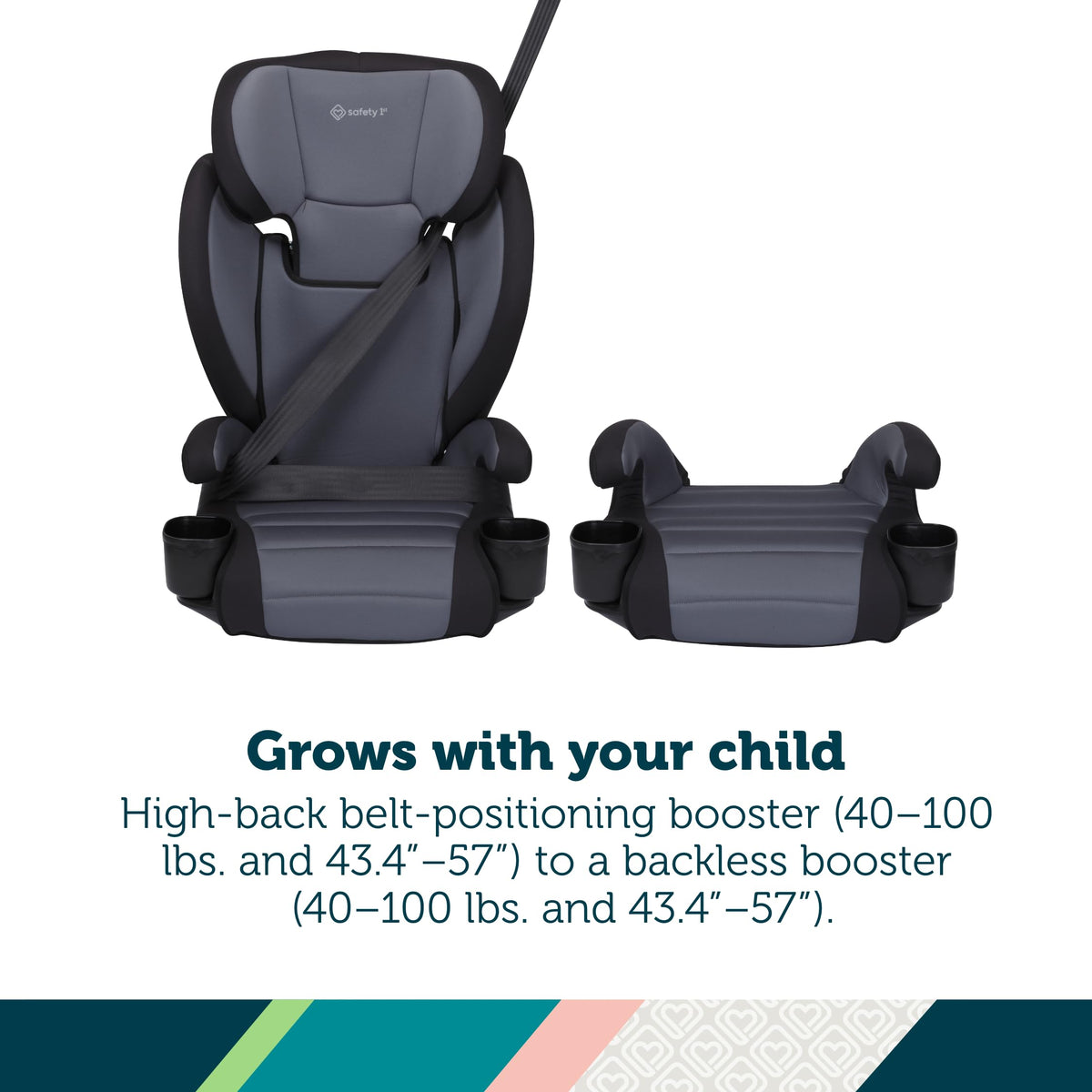 2-in-1 Booster Car Seat, High-Back to Backless, 40-100 lbs I908