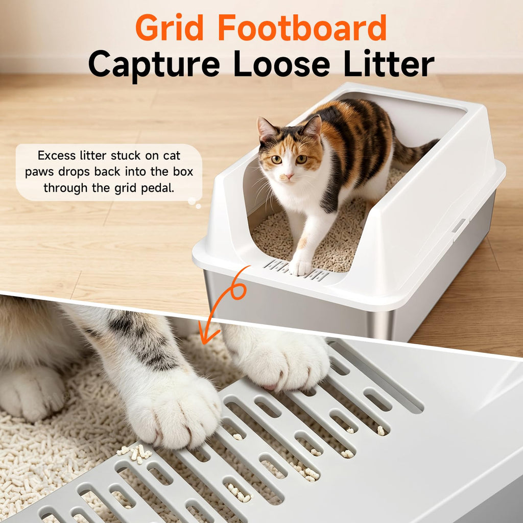 2 Pack XL Stainless Steel Litter Box with High Sides M2218