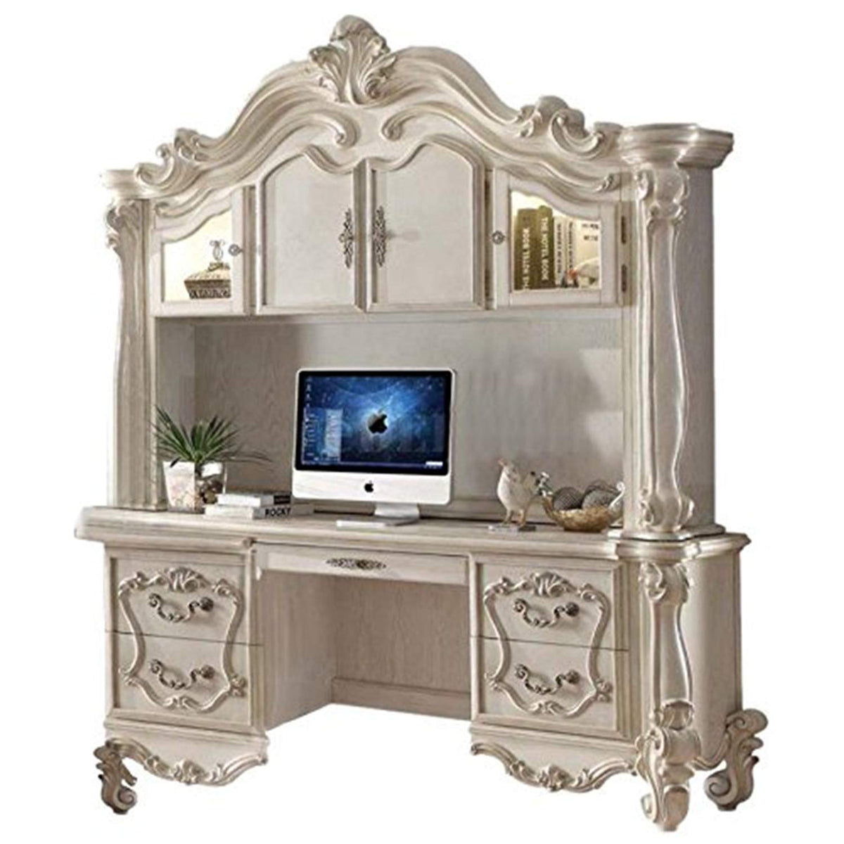 Bone White Desk with Hutch E49588