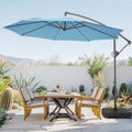 10ft Blue Offset Cantilever Patio Umbrella with Base M2799