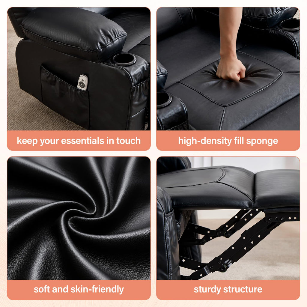 Massage Swivel Recliner Chair with Heat and Cup Holders E16444