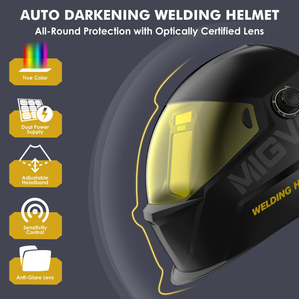 Auto Darkening Welding Helmet True Color Large Viewing Solar Wide Shade 4/5-13 U4273