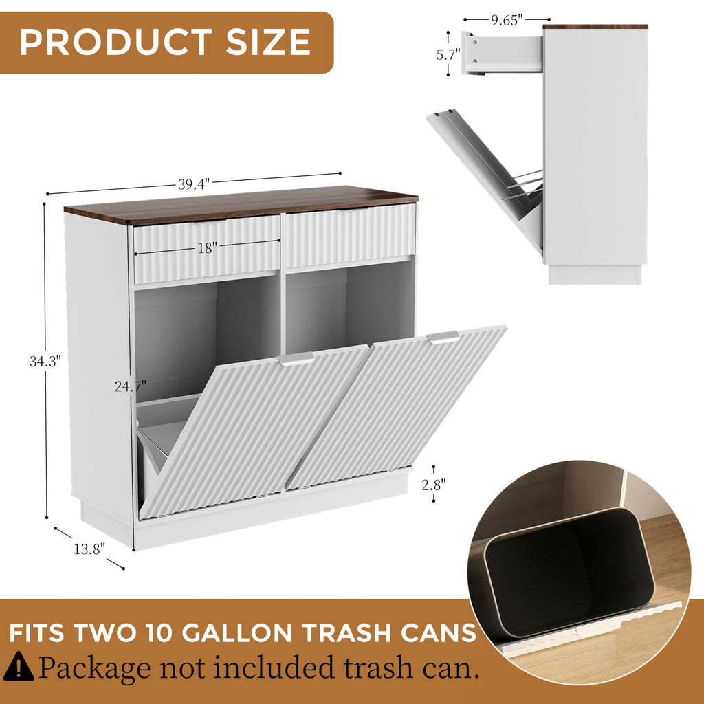 20 Gallon Tilt Out Trash Cabinet with 2 Drawers L83244