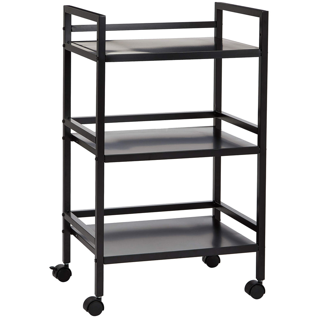 3-Tier Black Metal Rolling Utility Cart Y64637