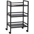 3-Tier Black Metal Rolling Utility Cart Y64637