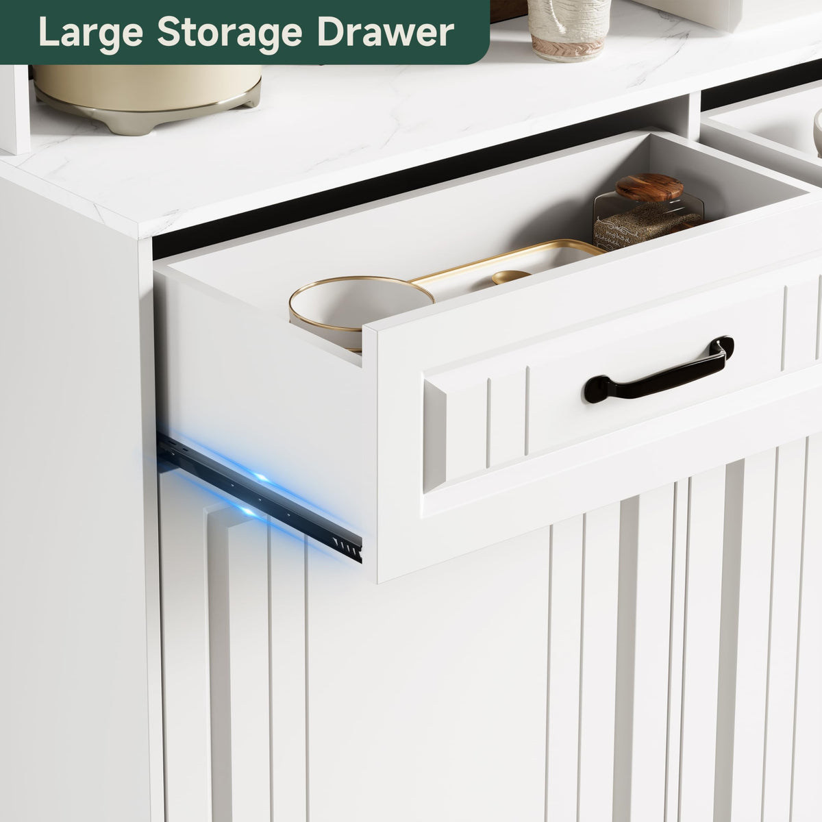 13 Gallons Double Tilt Out Trash Can Cabinet with Power Outlet, 71" Tall Kitchen Pantry Storage Cabinet, White S71058