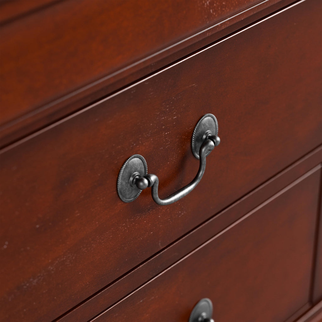 Solid Wood Nightstand with Drawers and Antique Nickle Handles B4738